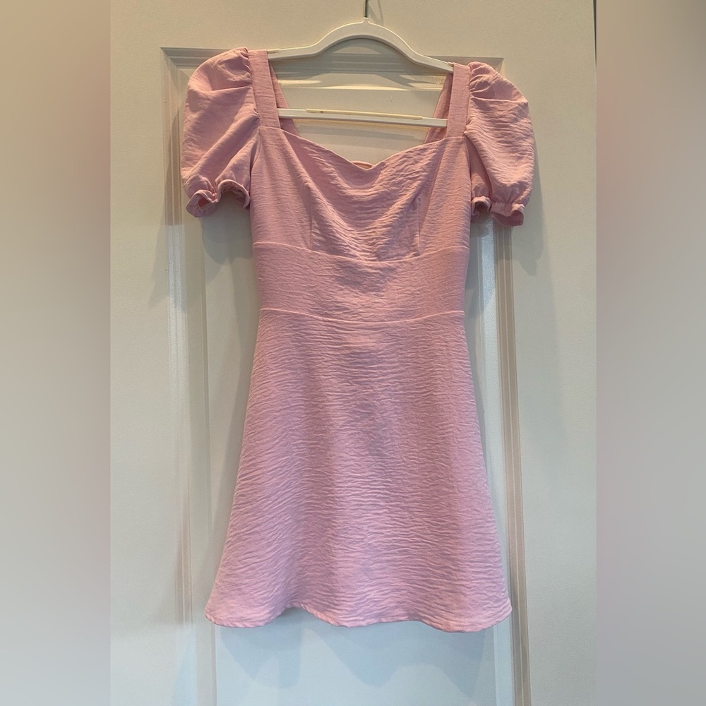 Miss Behave Elegant Pink Puff Sleeve Dress